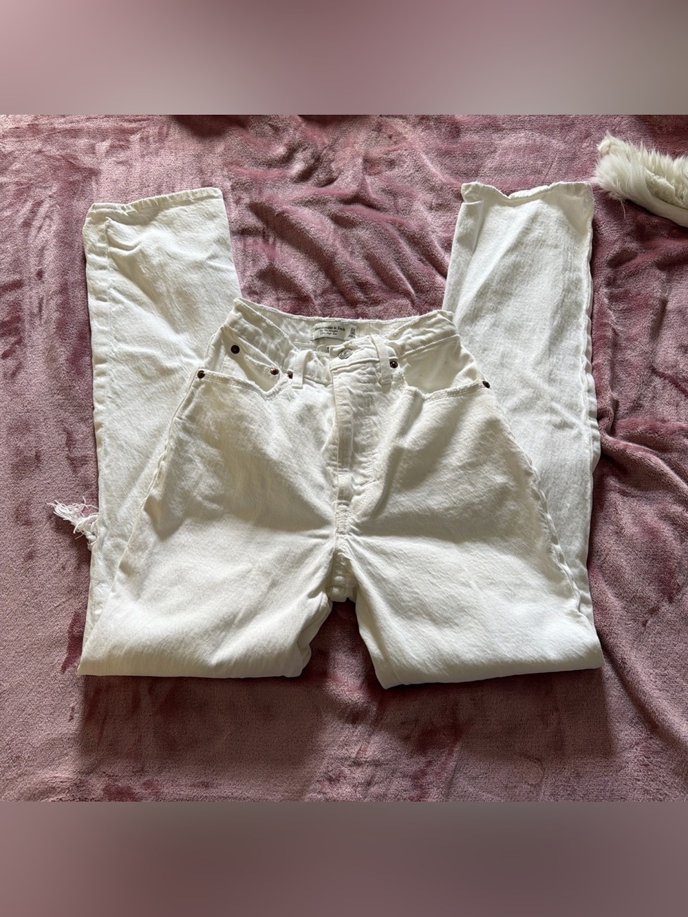 abercrombie & fitch White High-Rise Straight Leg Jeans